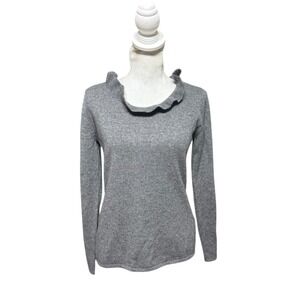 Armani Collezioni Women's Grey Ruffle Neck Cashmere Sweater Size 10